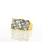 Men's Yellow Gold 7 Row Invisible Set Diamond Ring
